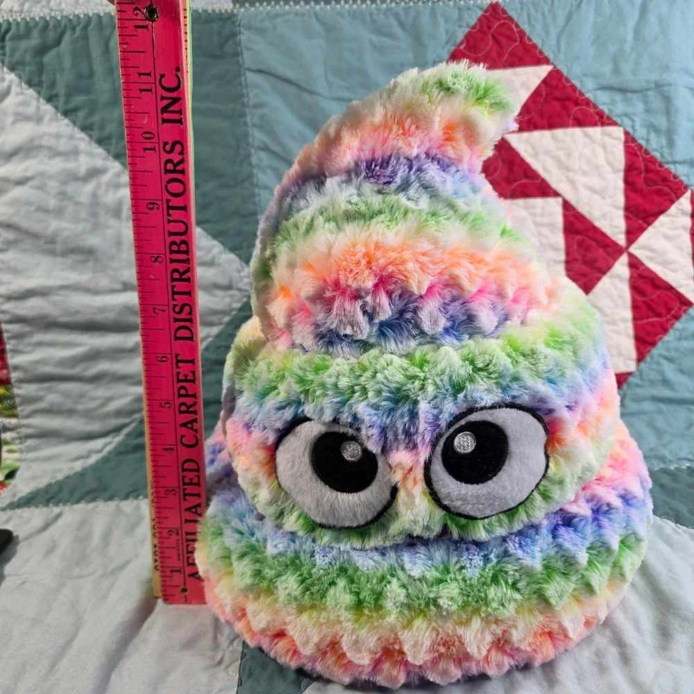 Six Flags Rainbow Poop Emoji Plush Hat Multi-Color Furry Costume Accessory